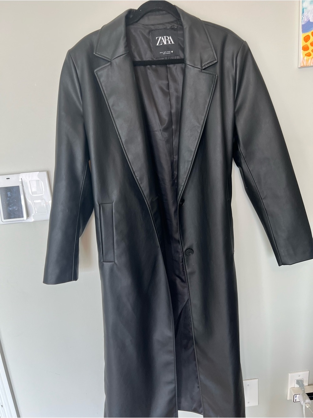 ZARA Black Faux Leather Blazer